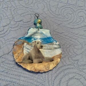 Handcrafted Dog Ornament with Nautical Scene